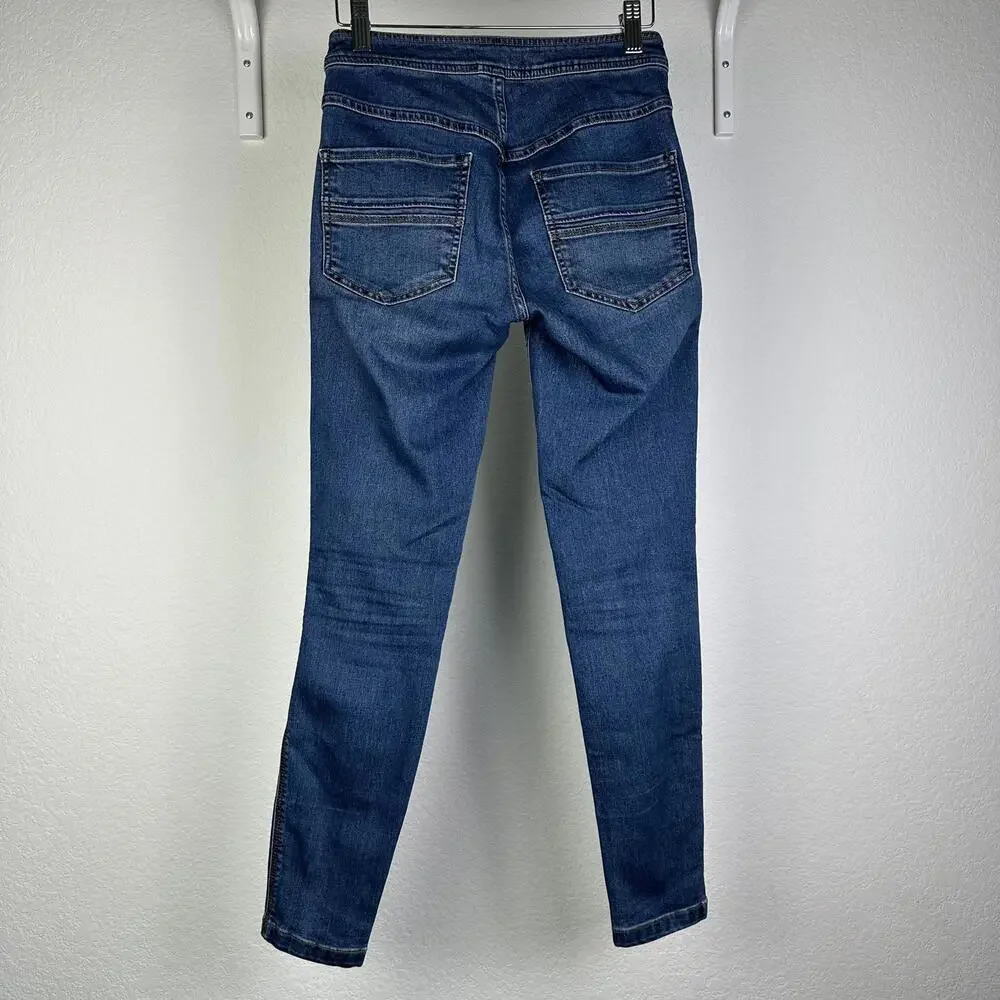 Size W25 Womens Free People Blue Wash Skinny Jeans Stretched Denim - Picture 3 of 5